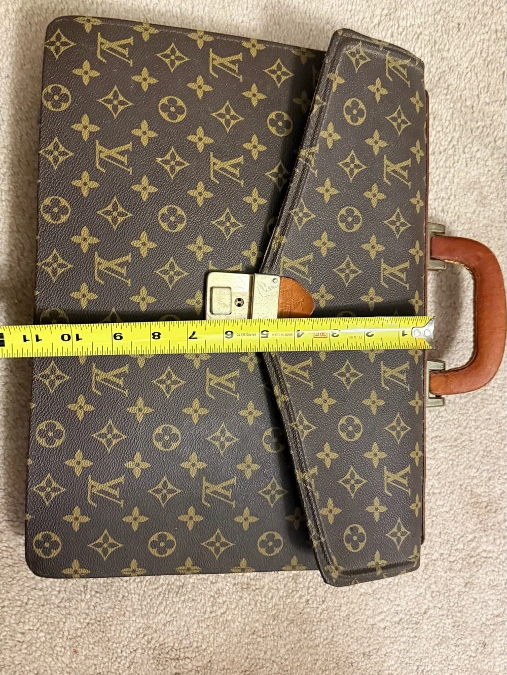 Louis Vuitton Brown Monogram Canvas Briefcase with Gold Hardware